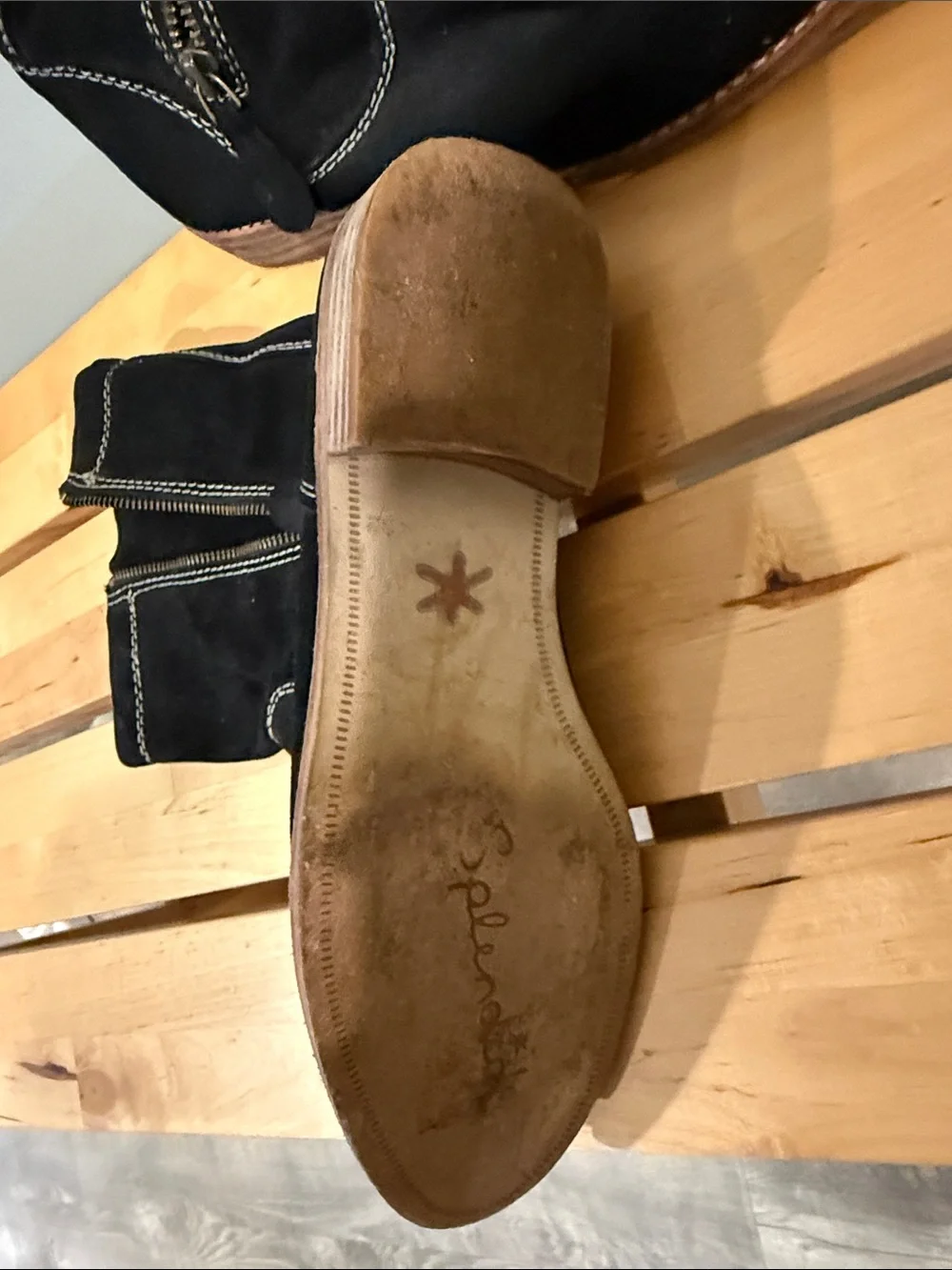 Splendid Black Suede Kids big girl size 8 Zip Boots